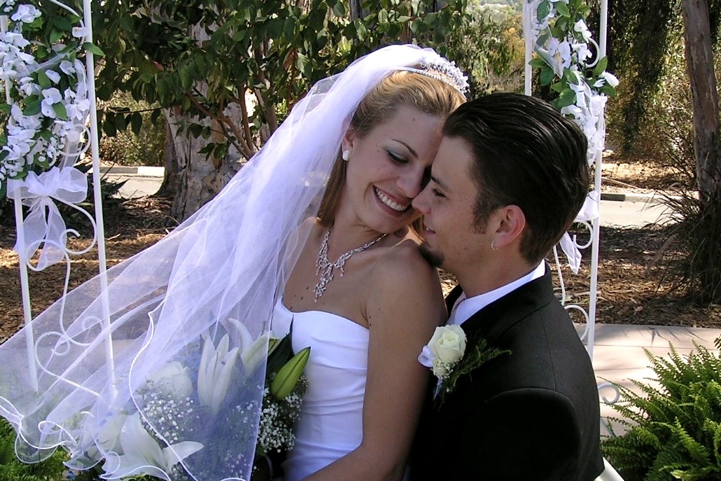 Chris and Kayti Joy on their wedding day.